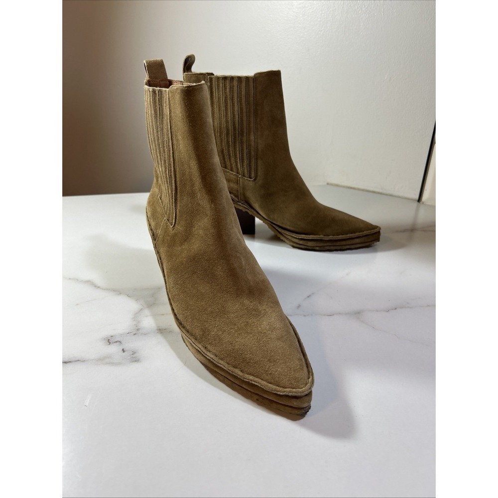 Tory Burch Lila Heeled Ankle Boot Nat Suede Color Brown, Sz 10